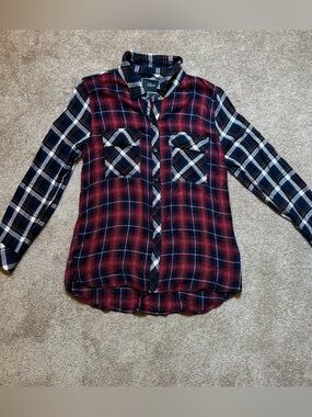 Rails Plaid Button Down Shirt Large Red Navy Rayon